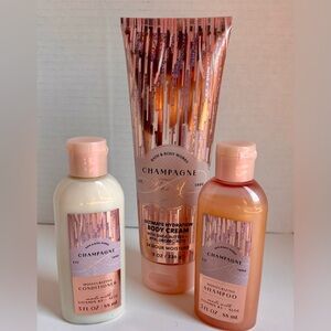 Bath & Body Works Champagne Toast Set - Body Cream, Shampoo & Conditioner NEW